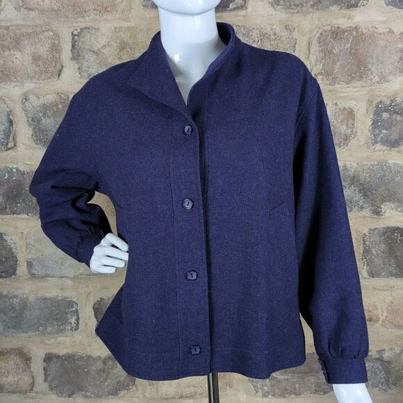 𝅺vintage James Pringle of Scotland‎ wool coat Woman's size 14 Blue - Picture 1 of 16